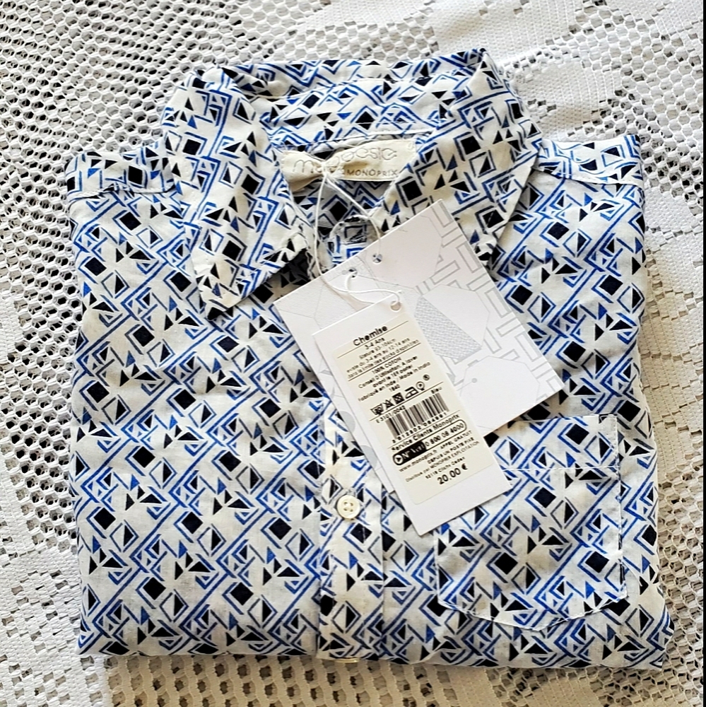 French Monoprix brand button down, NWT